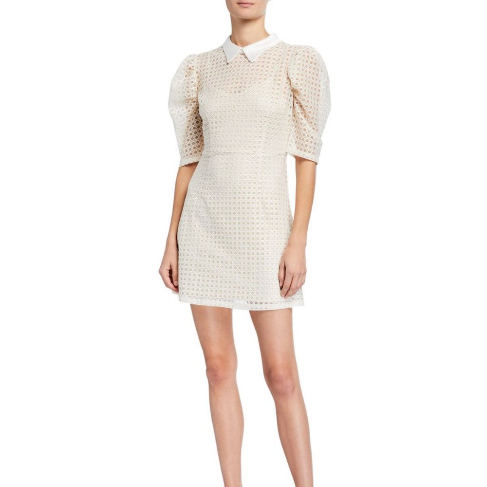 English Factory Check Puff Sleeve Mini Dress NWT